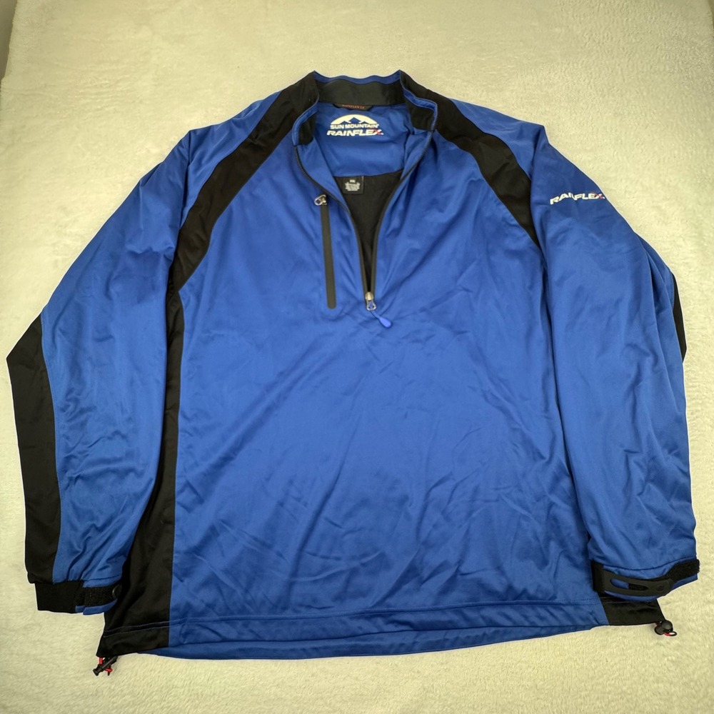 Sun Mountain Rainflex LS Pullover Mens XXL Blue Black Golf Rain Jacket Half Zip